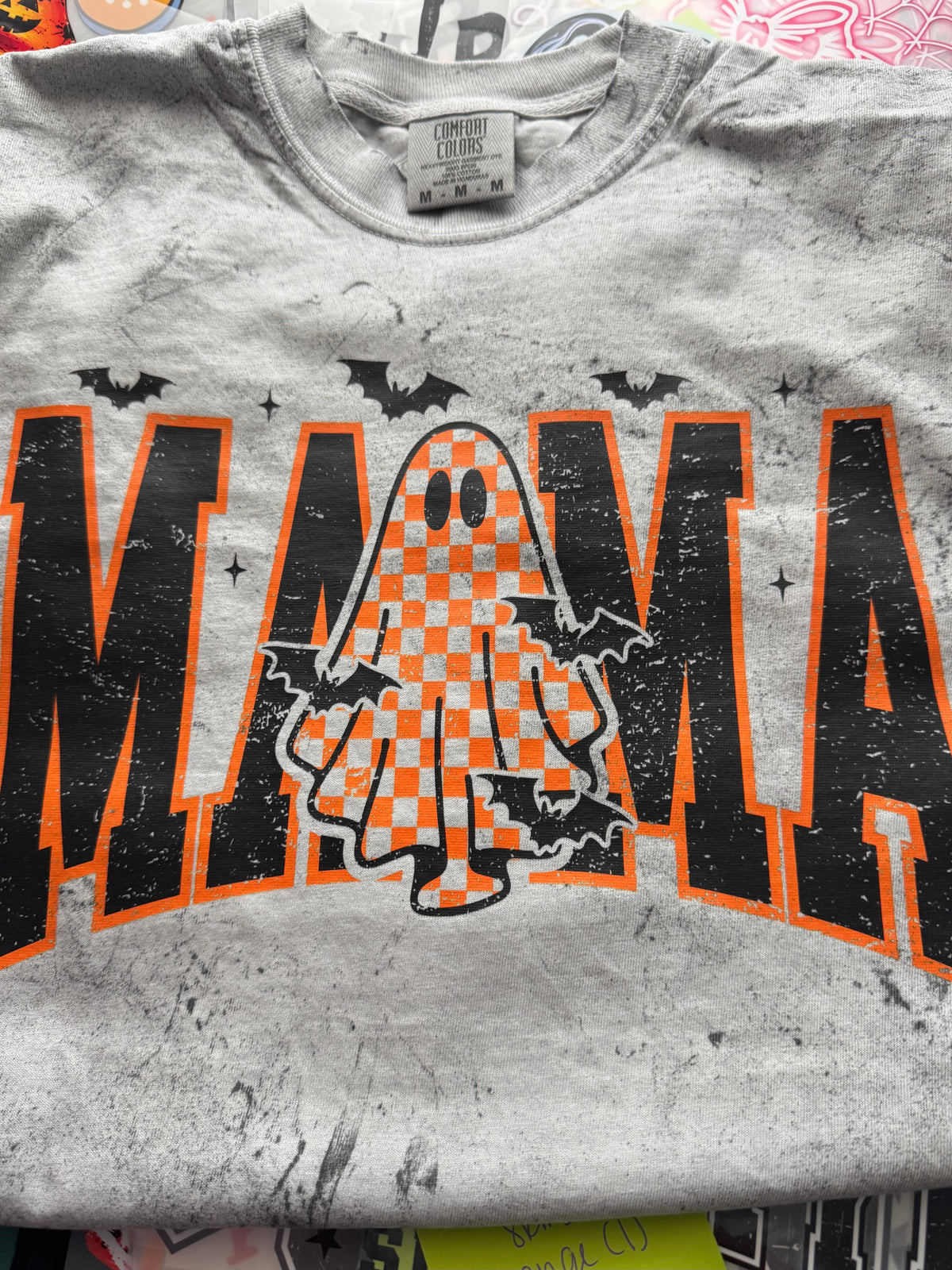 Halloween MAMA Ghost Comfort Colors Tee β Medium | Ready to Ship