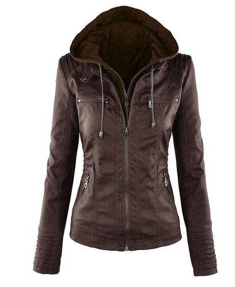 Women's Short Leather Motorcycle Jacket: Black / XL
