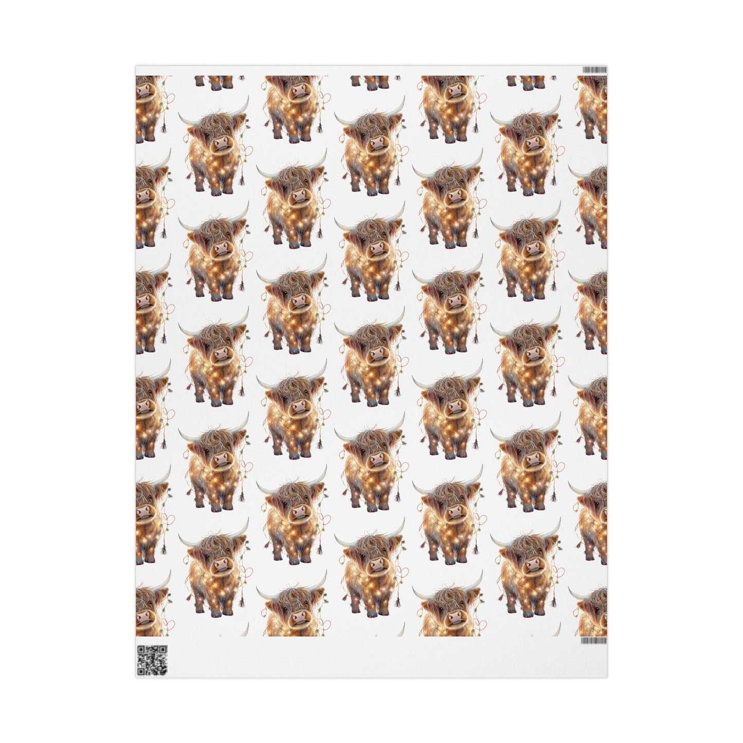 Highland Cow with Lights 2 Pattern - Wrapping Paper