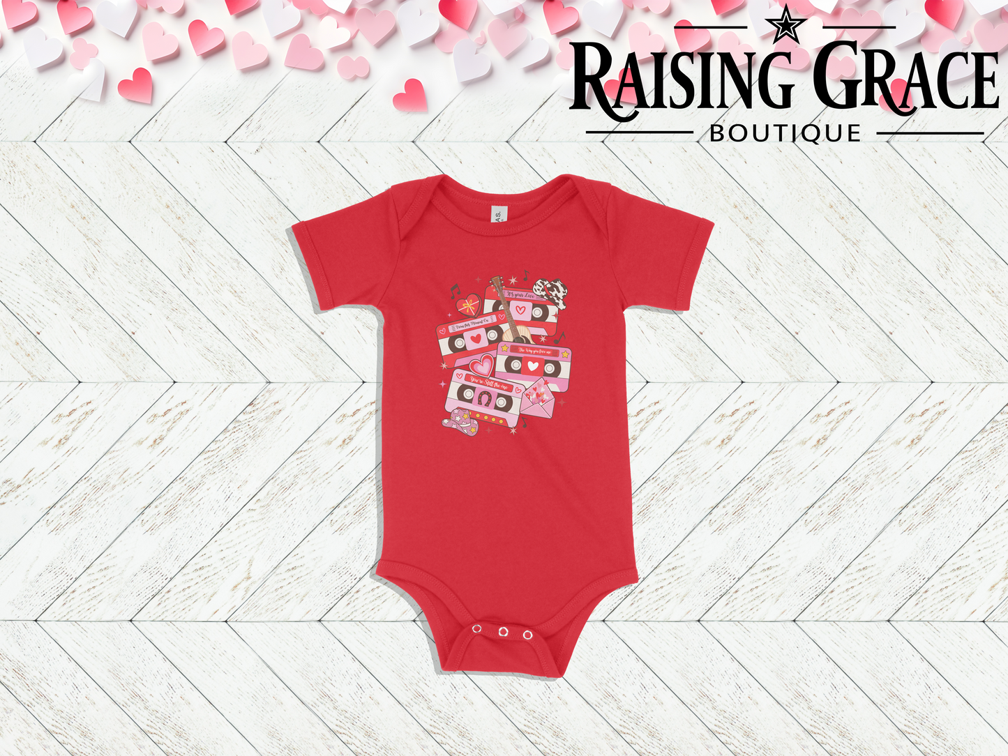 Western Valentine Cassette Baby Bodysuit | Cute Valentine’s Infant Outfit