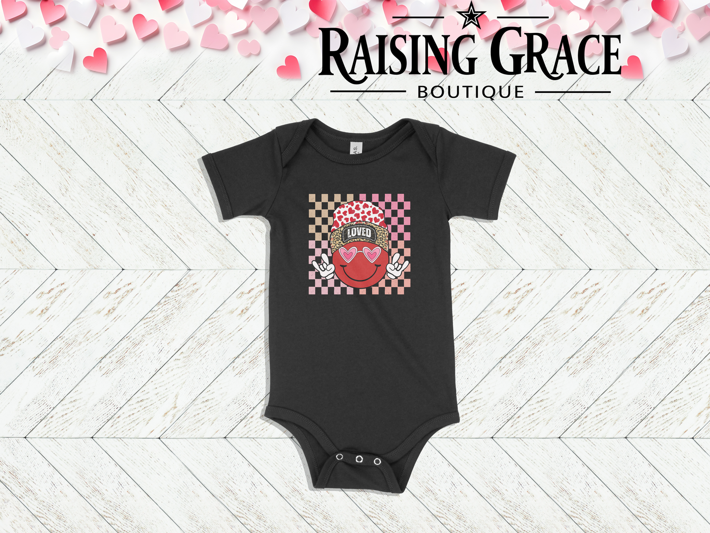 Loved Smiley Face Valentine’s Baby Bodysuit | Cute Valentine’s Infant Outfit