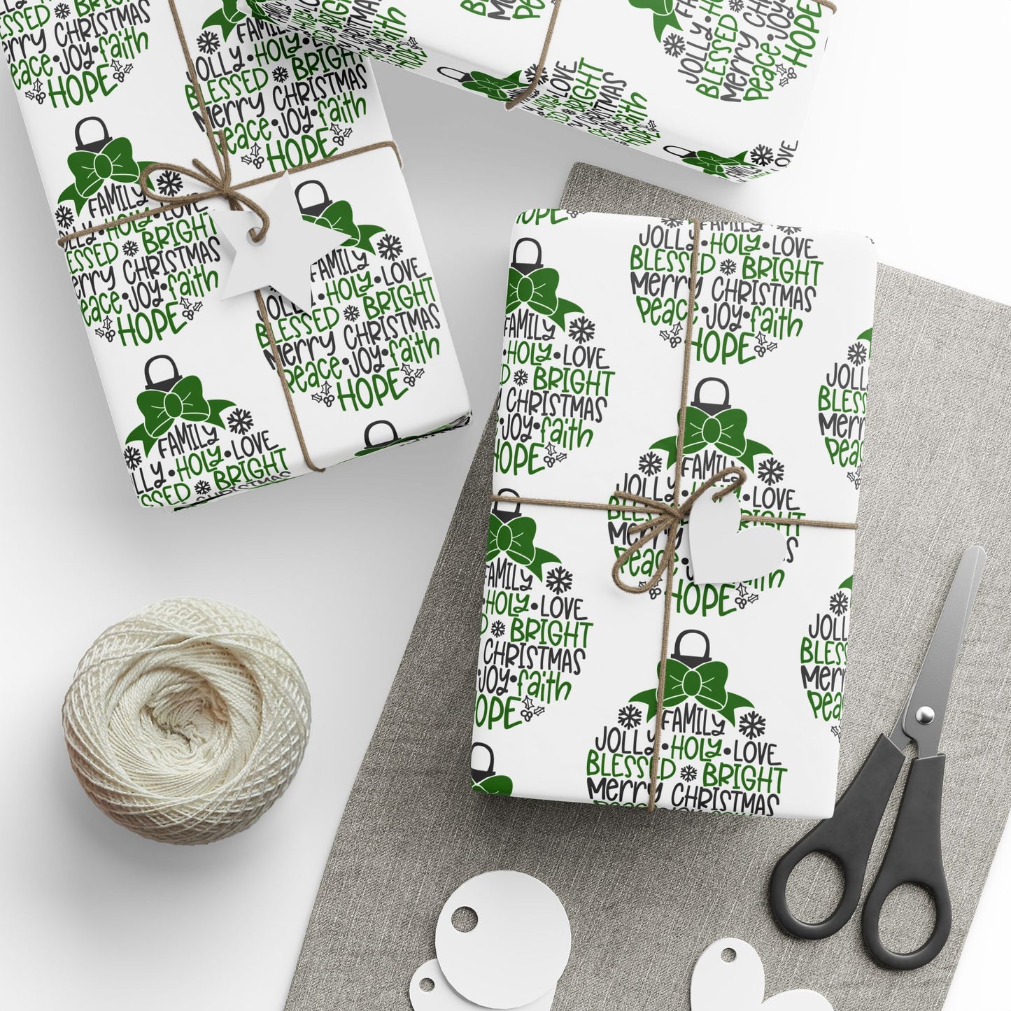 Christmas Ornament - Green and Black - Wrapping Paper