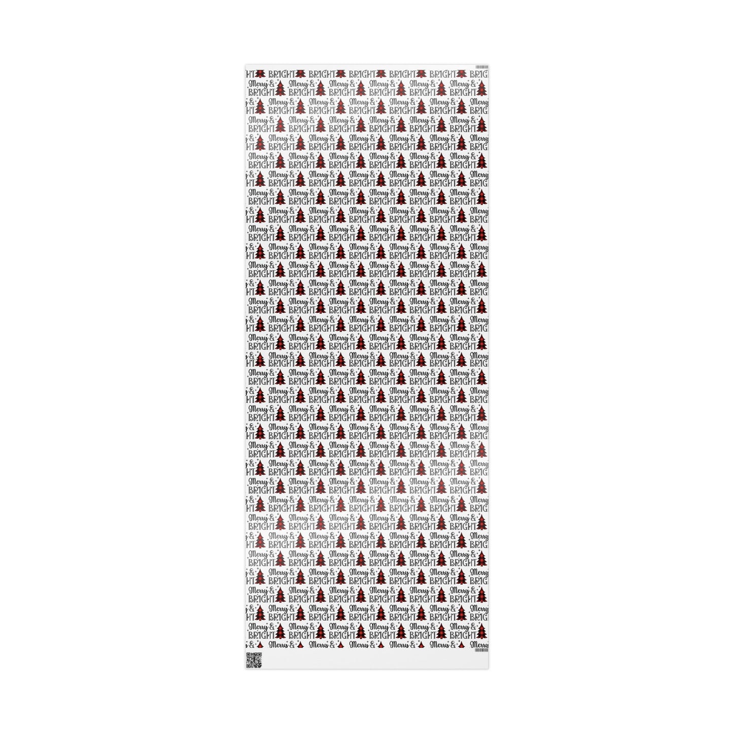 Merry and Bright with Buffalo Plaid Tree Pattern - Wrapping Paper