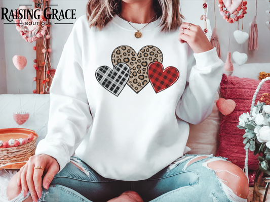Valentine’s Hearts Sweatshirt | Adult Cozy Graphic Sweatshirt