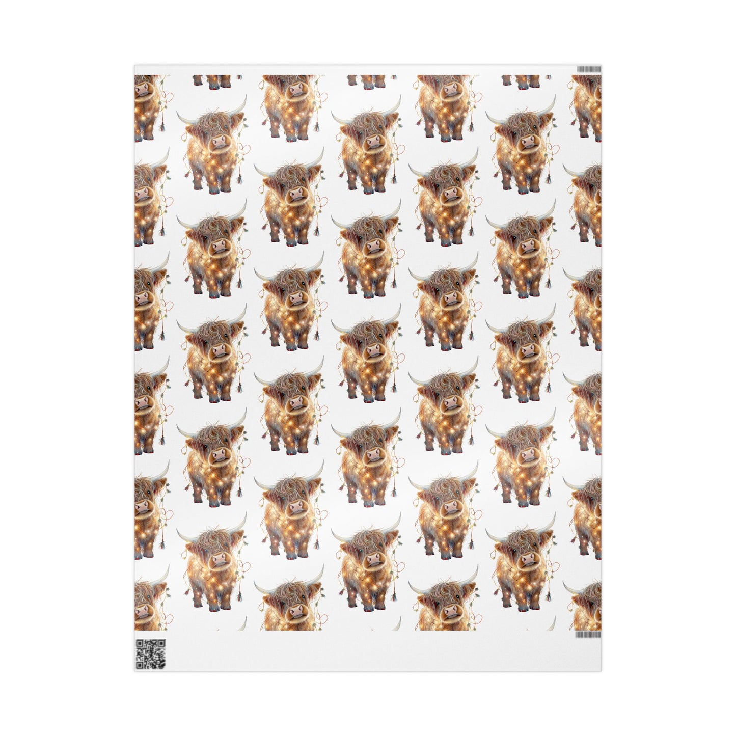 Highland Cow with Lights 2 Pattern - Wrapping Paper