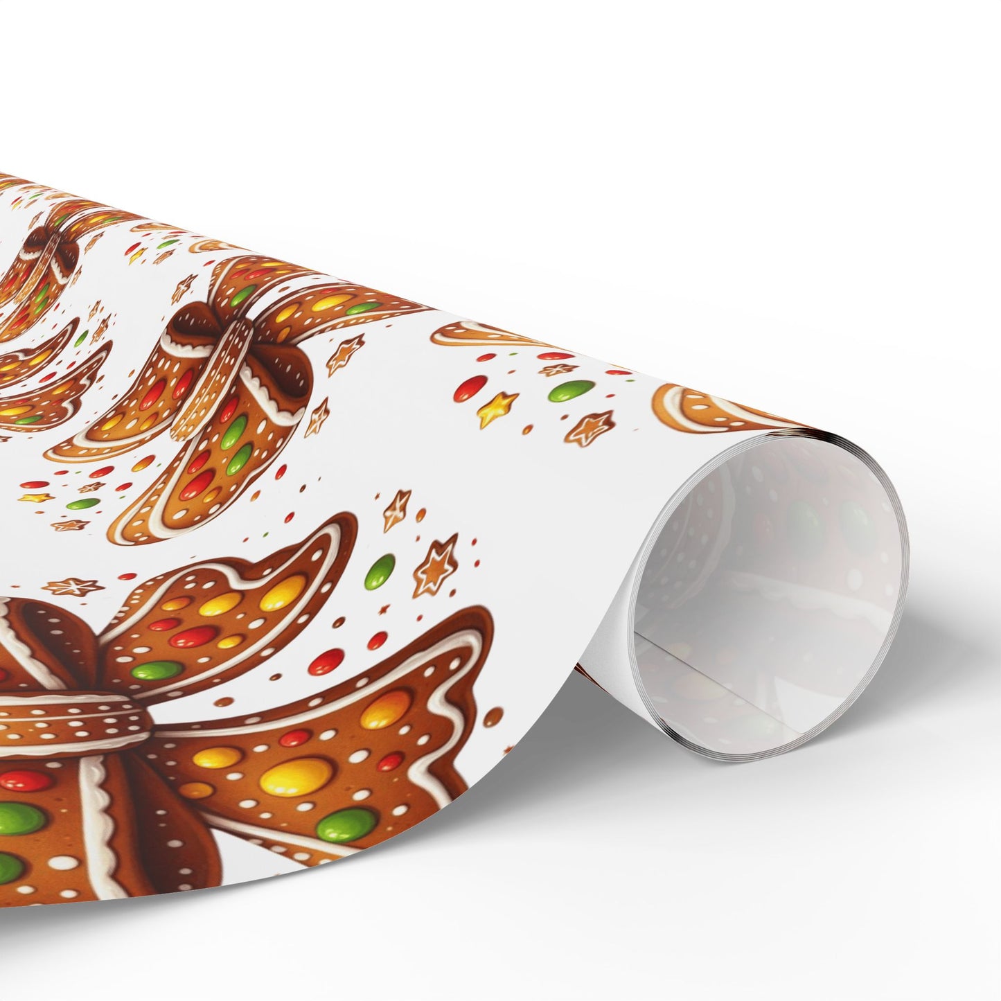 Gingerbread Cookie Bow Christmas Wrapping Paper