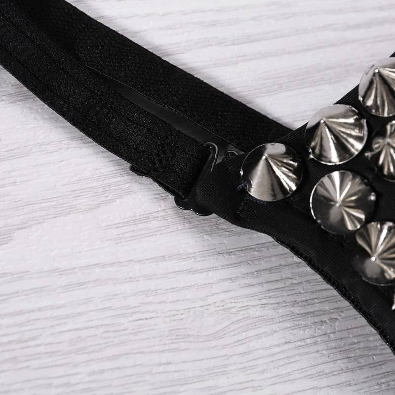 Punk Sexy Rivet Women's Bra: Black / XL