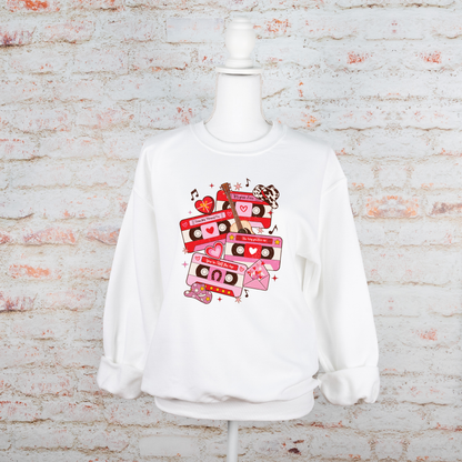 Western Valentine Cassette Sweatshirt | Adult Cozy Graphic Sweatshirt