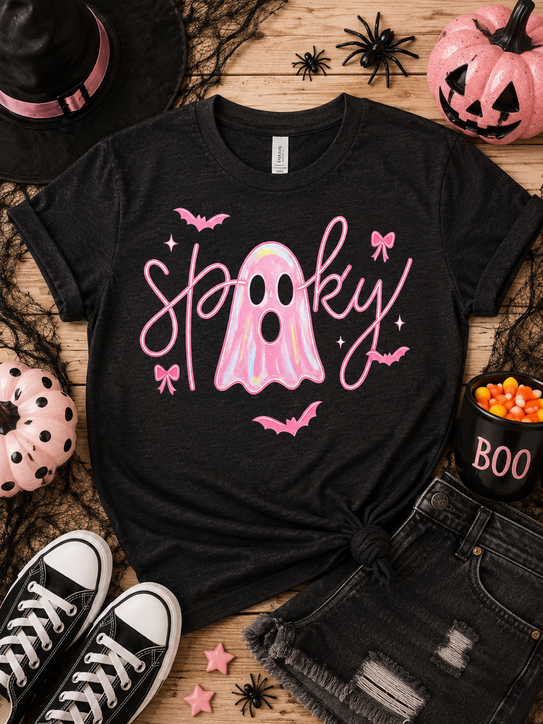 Pink Spooky Ghost Graphic Tee
