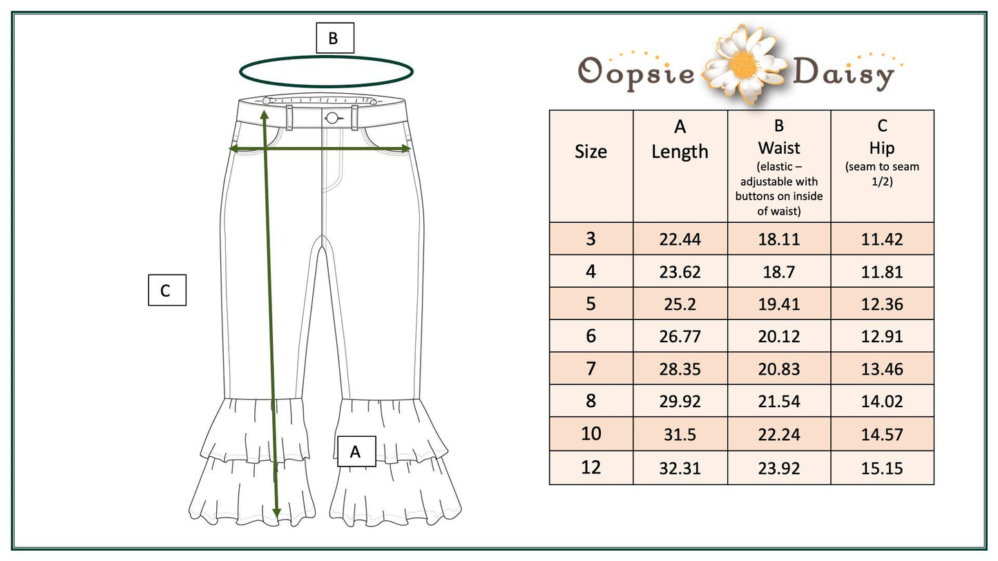 Kids Light Wash Denim Double Ruffle Jeans Pants: 8