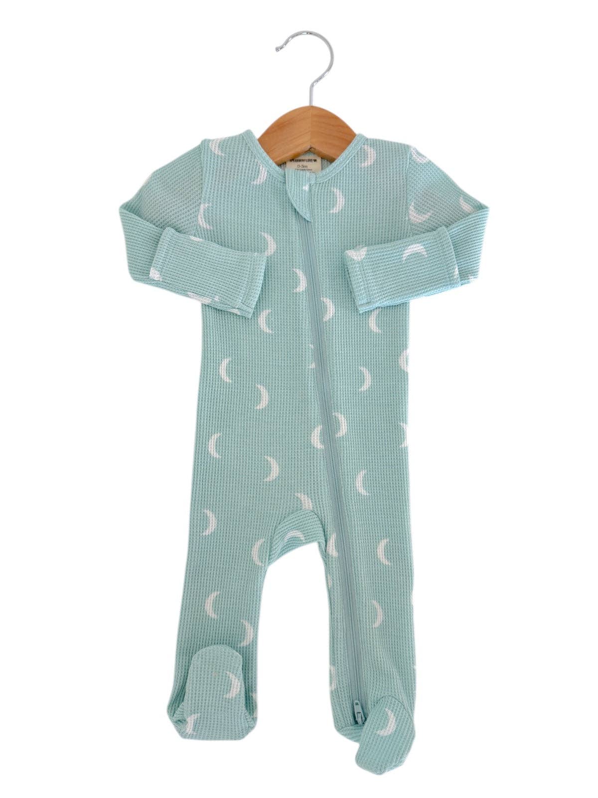 Organic Waffle 2-Way Zip Footie, Light Blue Moon: 0 - 3 mo.