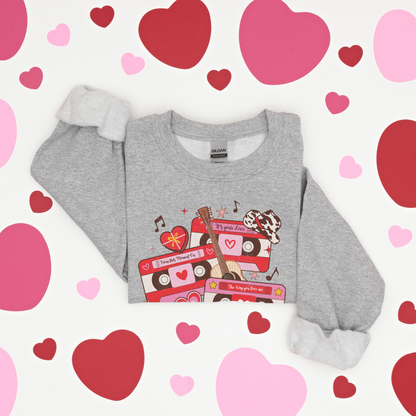 Western Valentine Cassette Sweatshirt | Adult Cozy Graphic Sweatshirt