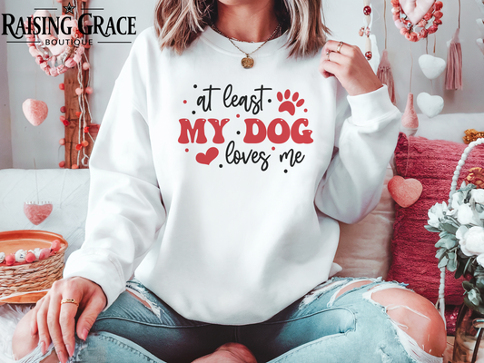 At Least My Dog Loves Me Sweatshirt | Adult Cozy Graphic Sweatshirt