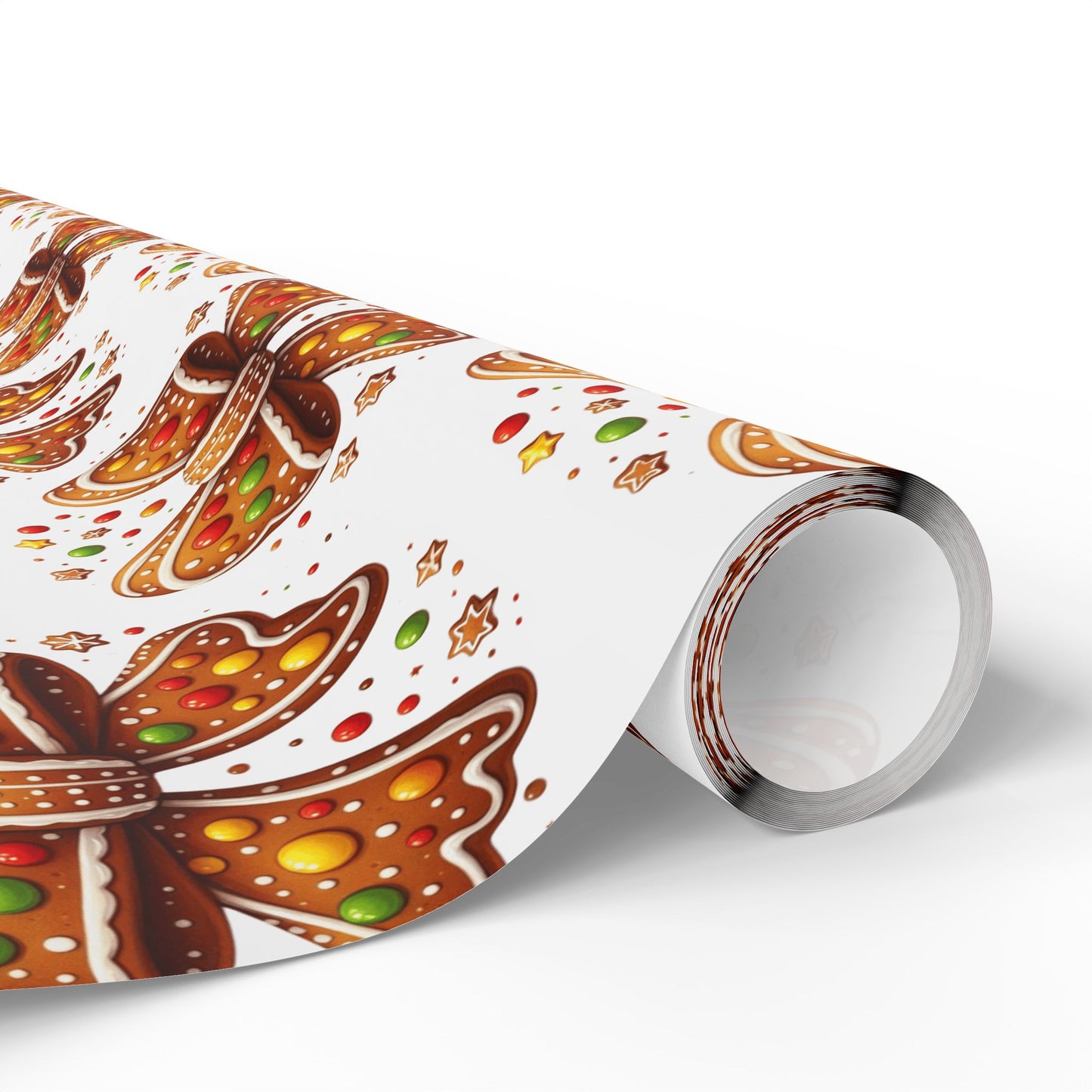 Gingerbread Cookie Bow Christmas Wrapping Paper