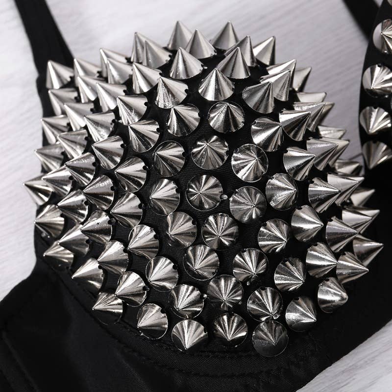 Punk Sexy Rivet Women's Bra: Black / XL