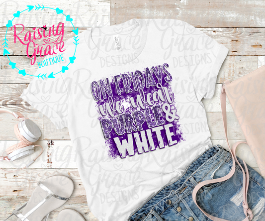 On Fridays We Wear Purple & White - T-Shirt - Adult