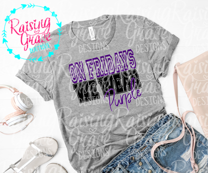 On Fridays We Wear Purple & White Plain T-Shirt | Game Day & Spirit Tee