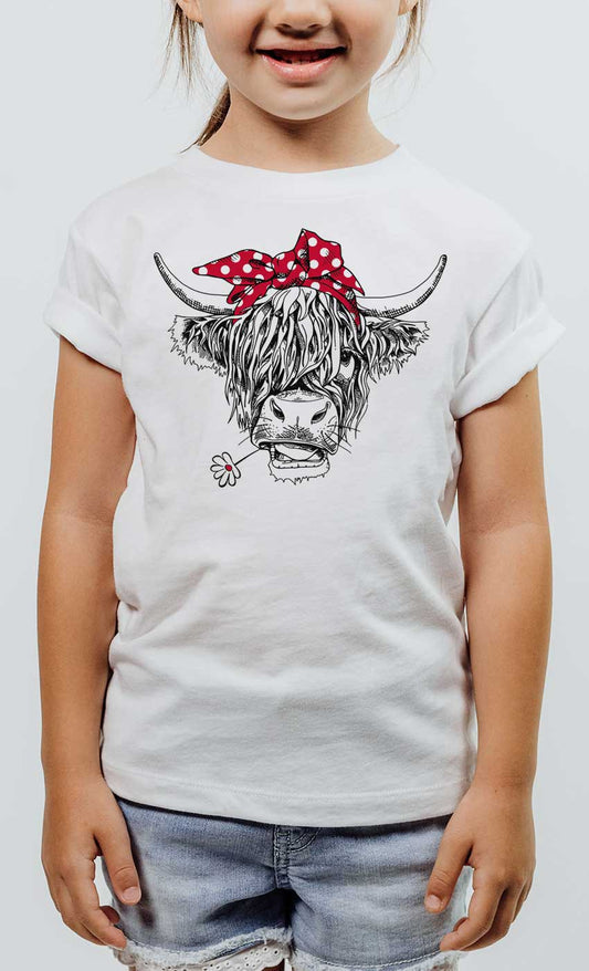 Highland Cow Bandana Kids Graphic T-Shirt