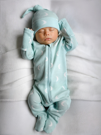 Organic Waffle 2-Way Zip Footie, Light Blue Moon: 0 - 3 mo.
