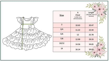 Girls Fall Ava Teal Beige Floral Dot Tiered Twirl Dress: 2
