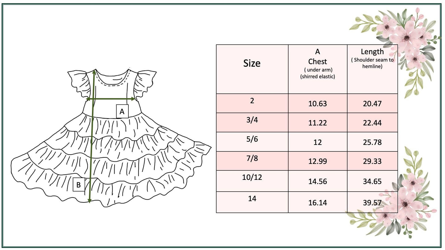 Girls Fall Ava Teal Beige Floral Dot Tiered Twirl Dress: 3/4