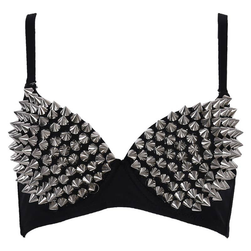 Punk Sexy Rivet Women's Bra: Black / XL