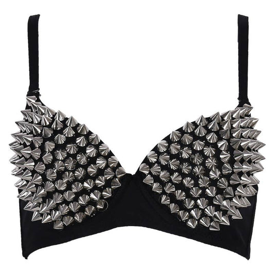 Punk Sexy Rivet Women's Bra: Black / XL