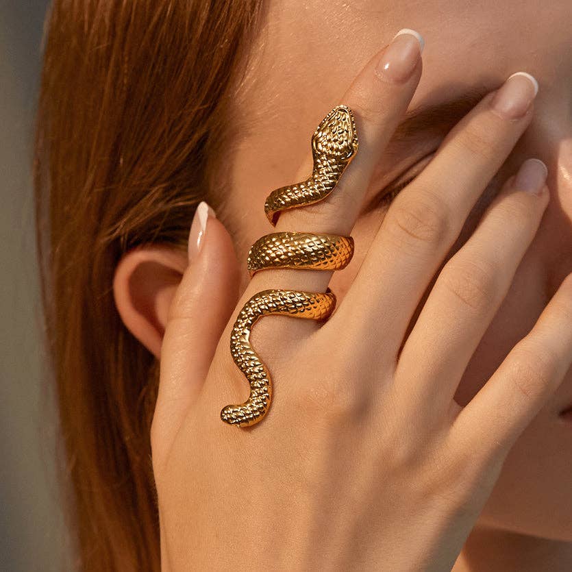 Punk Retro Exaggerated Serpentine Ring: Black