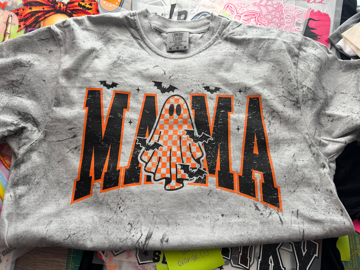 Halloween MAMA Ghost Comfort Colors Tee – Medium | Ready to Ship