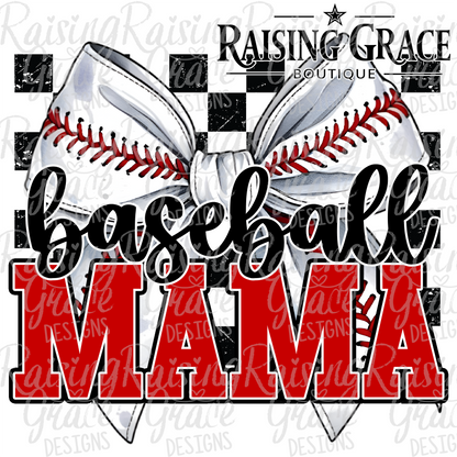 Baseball Mama Graphic T-Shirt | Checkered Baseball Tee | Sports Mom Shirt | Boutique Baseball Graphic Tee | Game Day Shirt