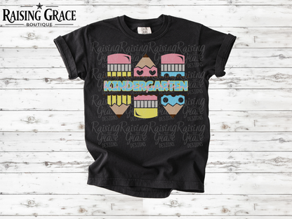 Kindergarten - Cute Pencils - Youth T-Shirt - Comfort Colors