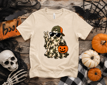 Camo Ghost Halloween Tee - Youth Tee