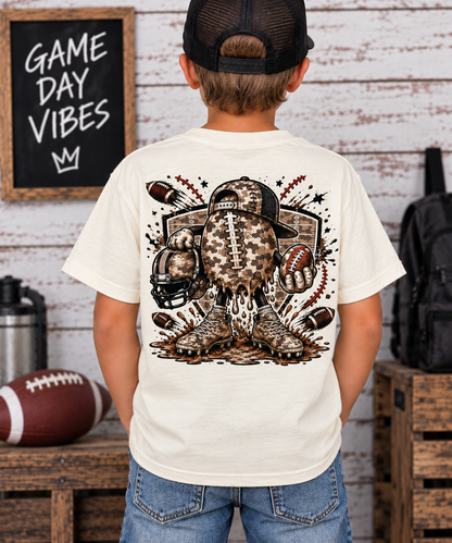 Camo Drip Game Day Football Youth Tee