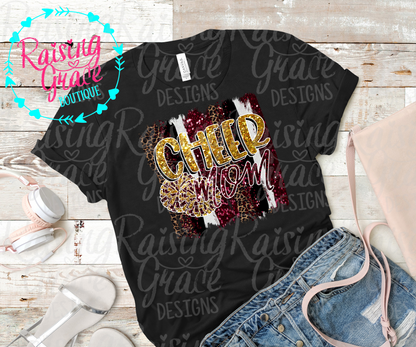 Cheer Mom Graphic T-Shirt | Faux Glitter Cheerleading Tee | Sports Mom Shirt | Boutique Cheer Graphic Tee | Game Day Cheer Shirt