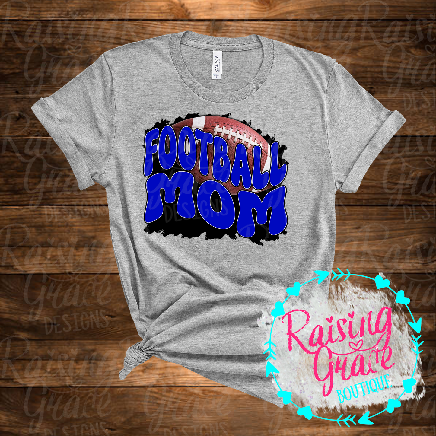 Football Mom - Royal Blue - Adult T-Shirt