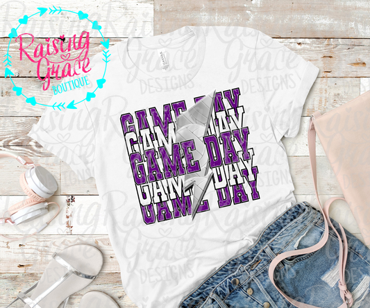 Game Day - Purple and Black - Volleyball - T-Shirt - Adult