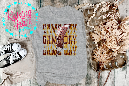 Game Day - Football - Maroon and Gold - T-Shirt - Adult