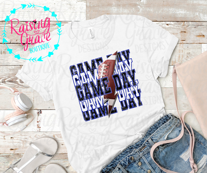 Game Day Football Graphic T-Shirt | Black and Royal Blue Football Tee | Sports Mom Shirt | Boutique Game Day Graphic Tee | Football Season Shirt