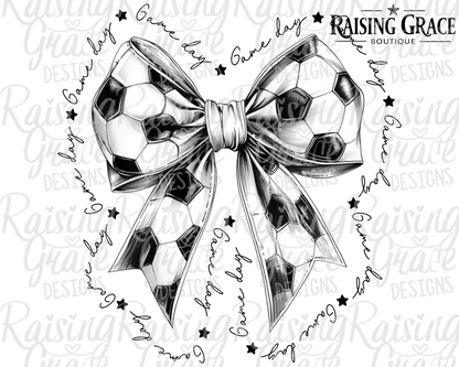Soccer Bow Graphic T-Shirt | Coquette Soccer Tee | Sports Mom Shirt | Boutique Soccer Graphic Tee | Game Day Bow Shirt