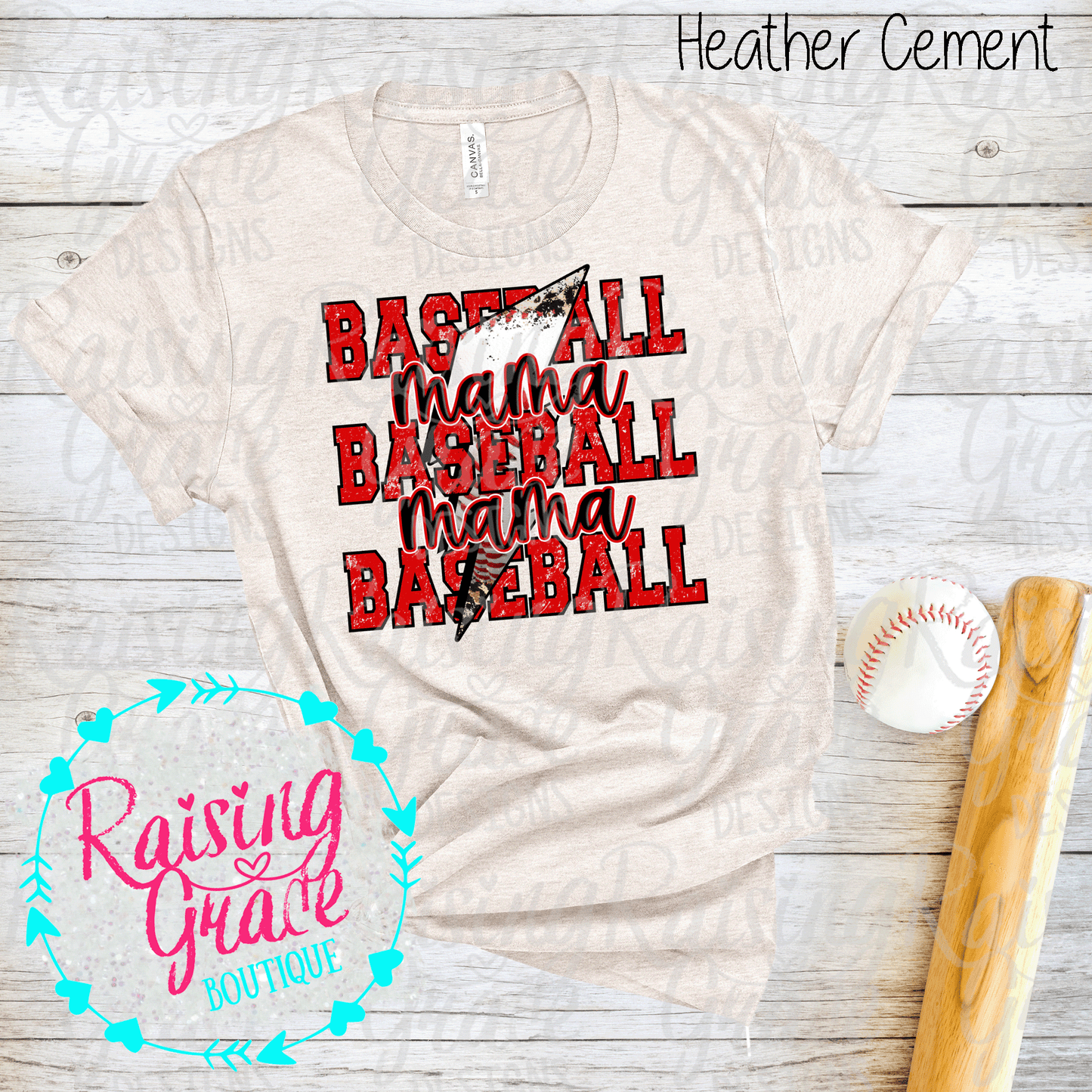 Baseball Mama - T-Shirt - Red and Black Baseball Mama Design