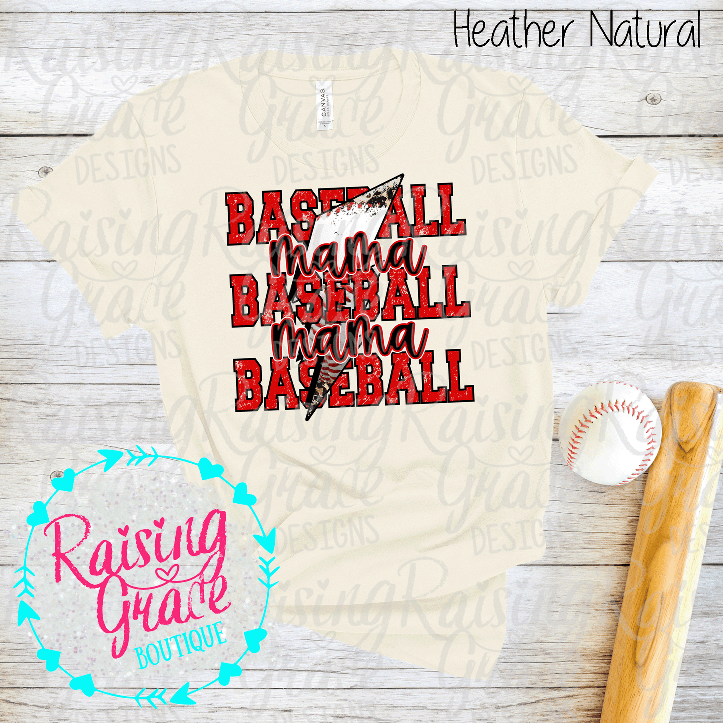 Baseball Mama - T-Shirt - Red and Black Baseball Mama Design