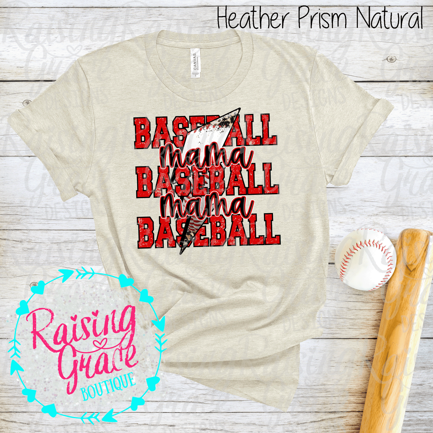 Baseball Mama - T-Shirt - Red and Black Baseball Mama Design