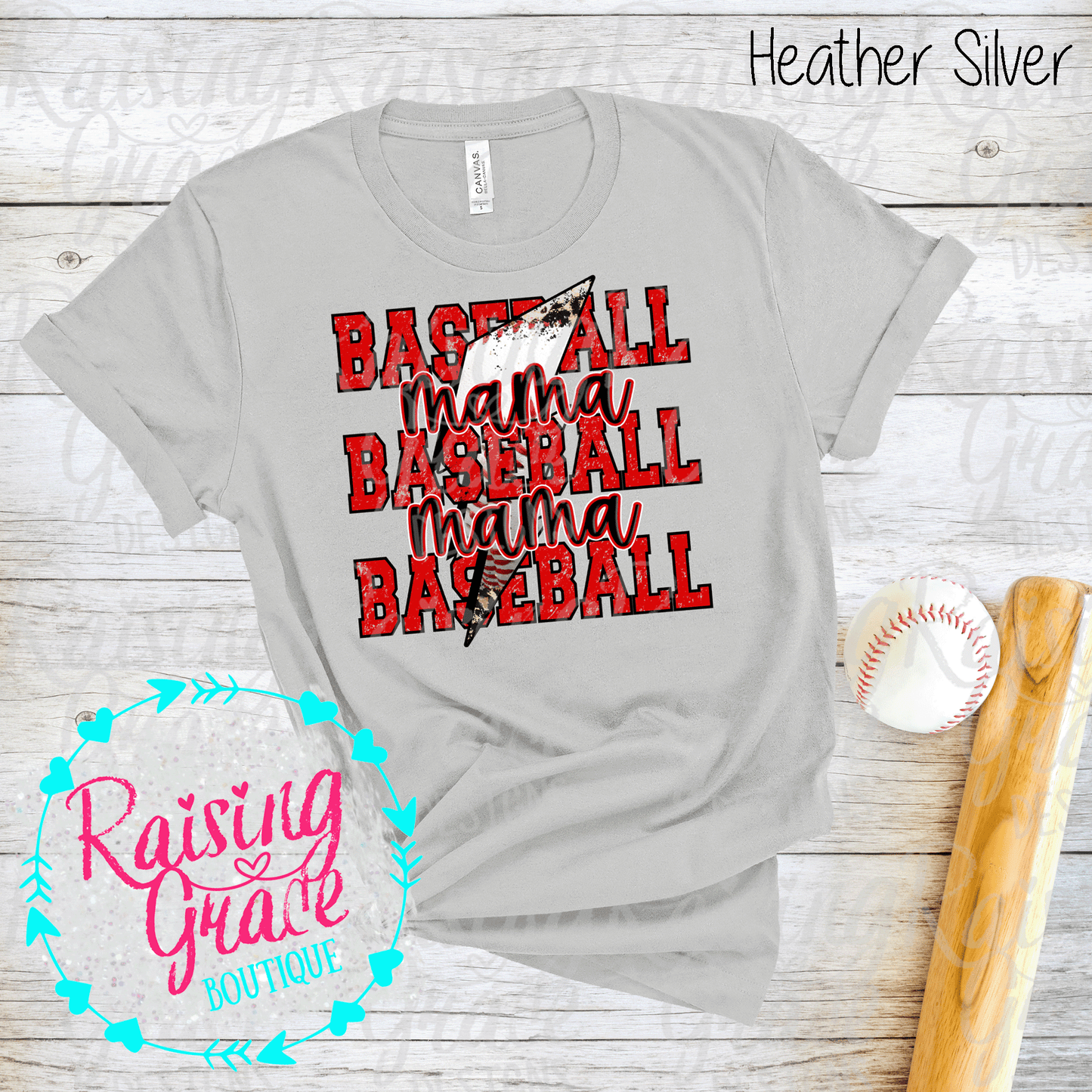 Baseball Mama - T-Shirt - Red and Black Baseball Mama Design