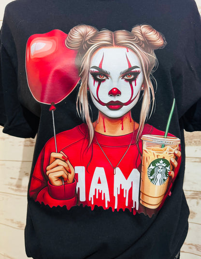 Spooky Mama Clown Graphic T-Shirt | Horror Mom Tee | Halloween Graphic Shirt | Boutique Spooky Season Tee | Creepy Cute Mama Shirt