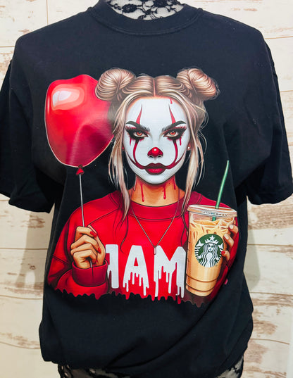 Spooky Mama Clown Graphic T-Shirt | Horror Mom Tee | Halloween Graphic Shirt | Boutique Spooky Season Tee | Creepy Cute Mama Shirt