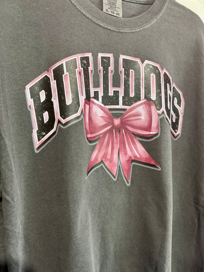 Bulldogs With Maroon Coquette Bow T-Shirt | Comfort Colors Adult Spirit Tee
