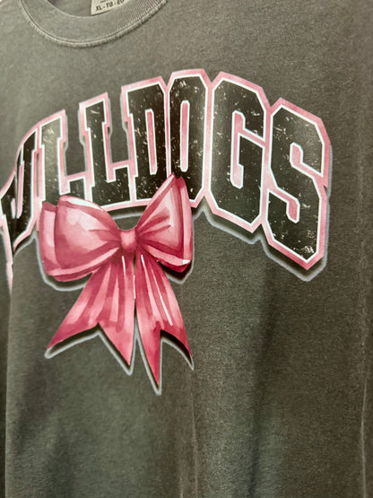 Bulldogs With Maroon Coquette Bow T-Shirt | Comfort Colors Adult Spirit Tee