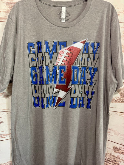 Game Day - Football - Royal Blue and Black - T-Shirt - Adult