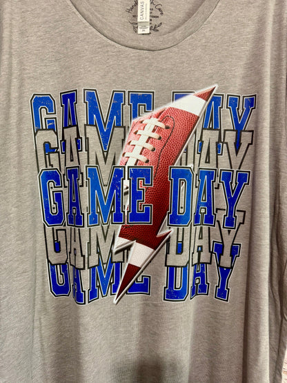 Game Day - Football - Royal Blue and Black - T-Shirt - Adult