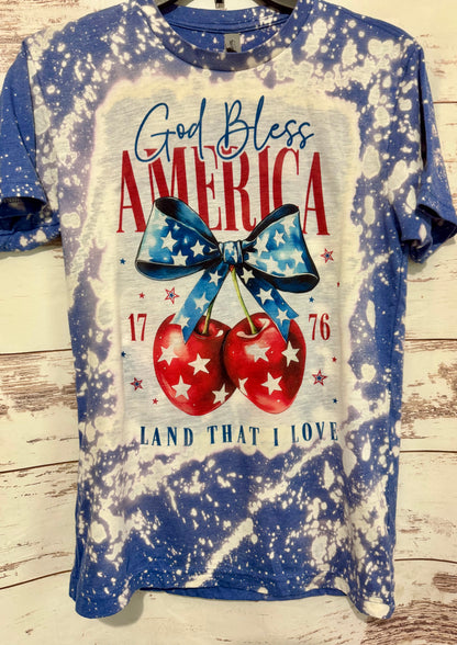 God Bless America - Bleached T-Shirt - Adult T-Shirt - Adult Small